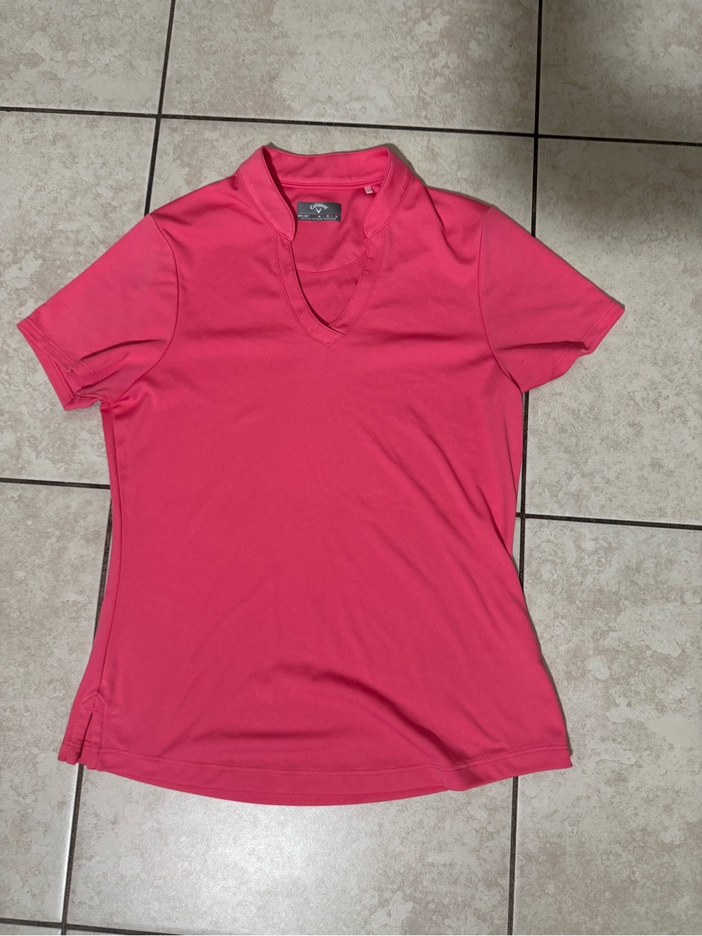 Callaway Short Sleeve V-Neck Performance Top - Hot Pink